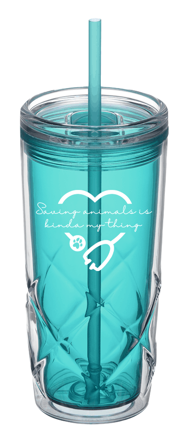 Saving Animals is Kinda My Thing - Teal Tumbler with Straw